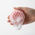 Pink silicone scalp massager shampoo brush with lather